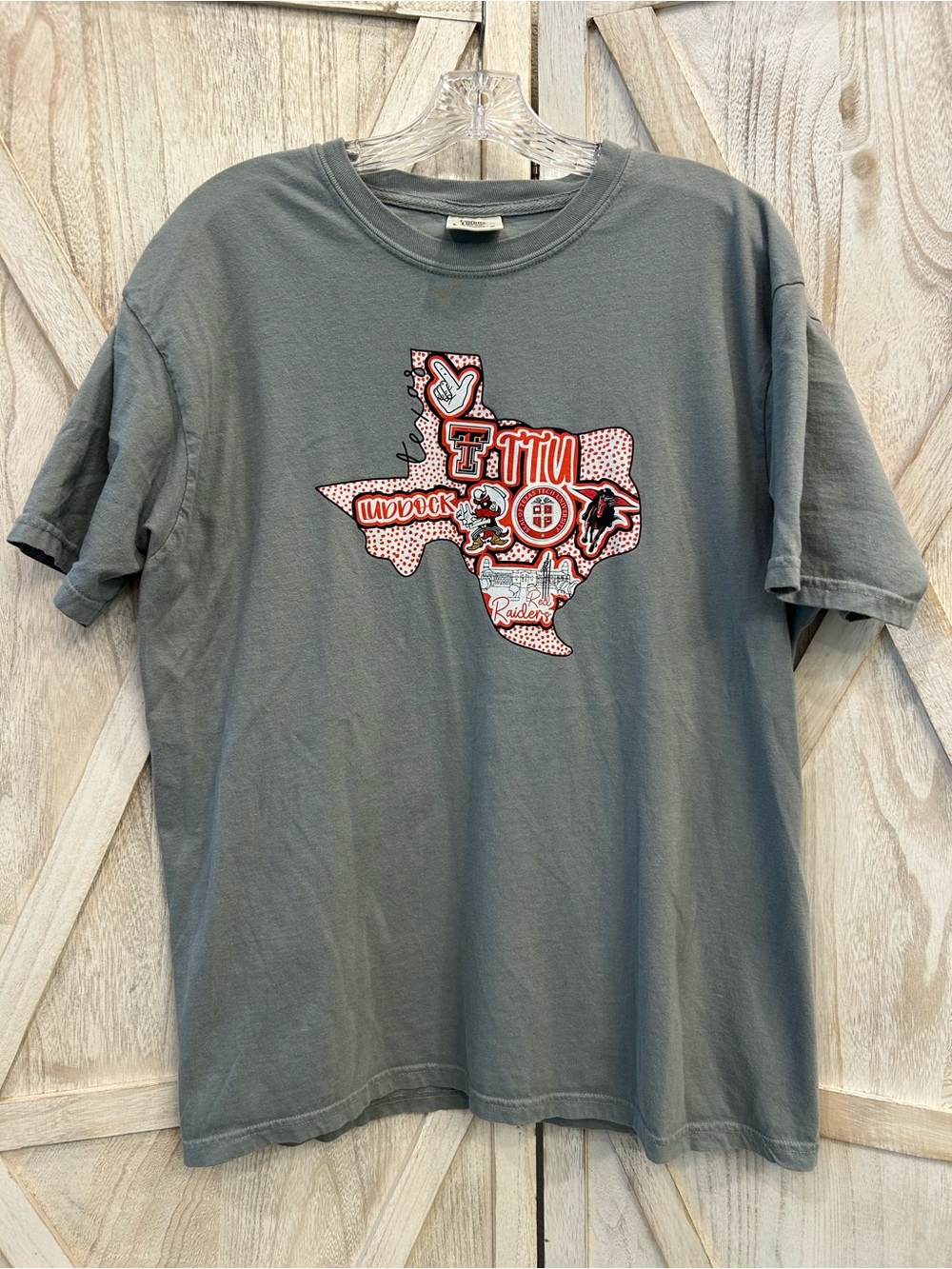 Texas Tech Red Raiders Comfort Colors Graphic T-Shirt Women's Large Gray NCAA